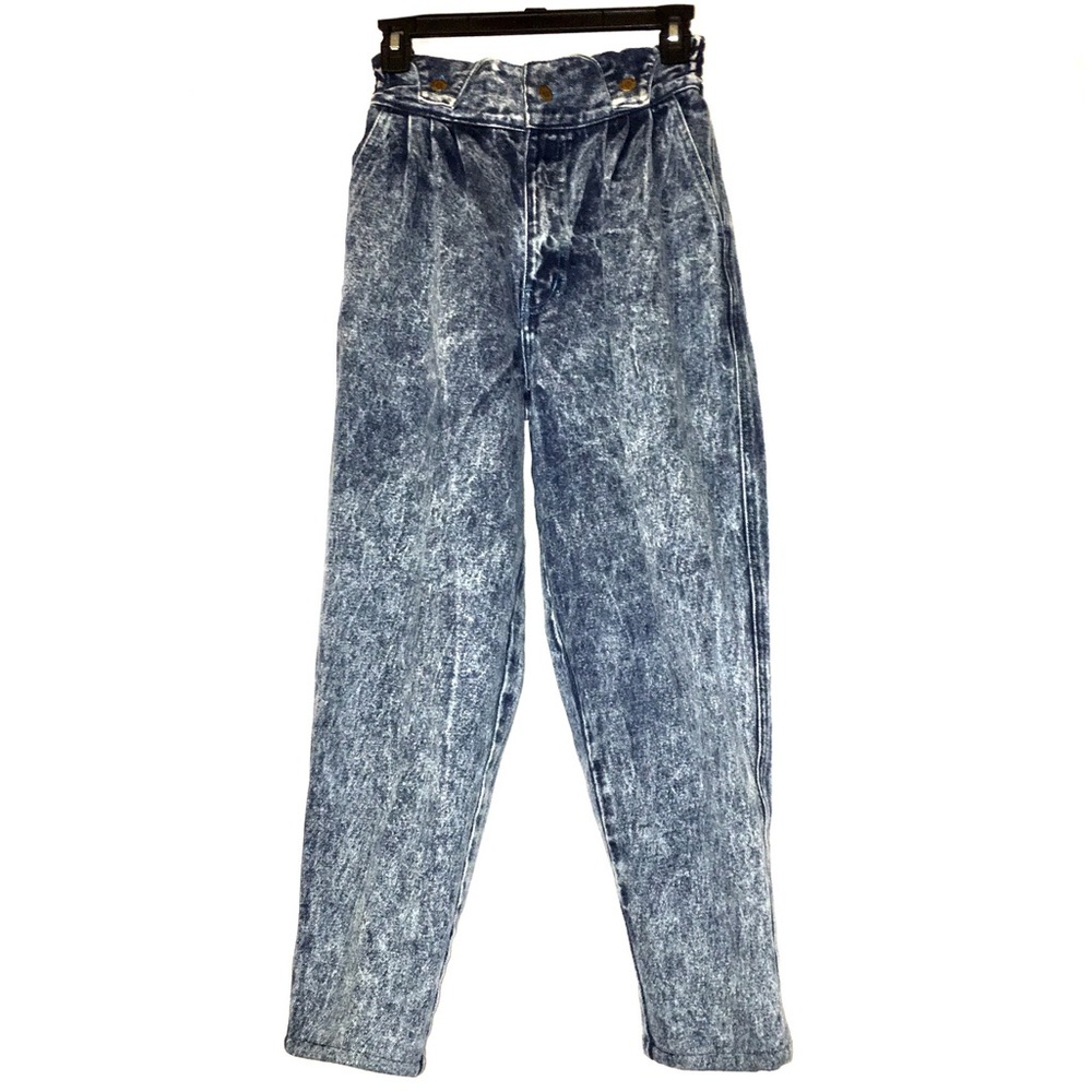 Vintage Black Cat  80's blue acid wash high waist jeans original